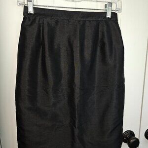Talbots Petite Silk Pencil Black Skirt SZ 6P